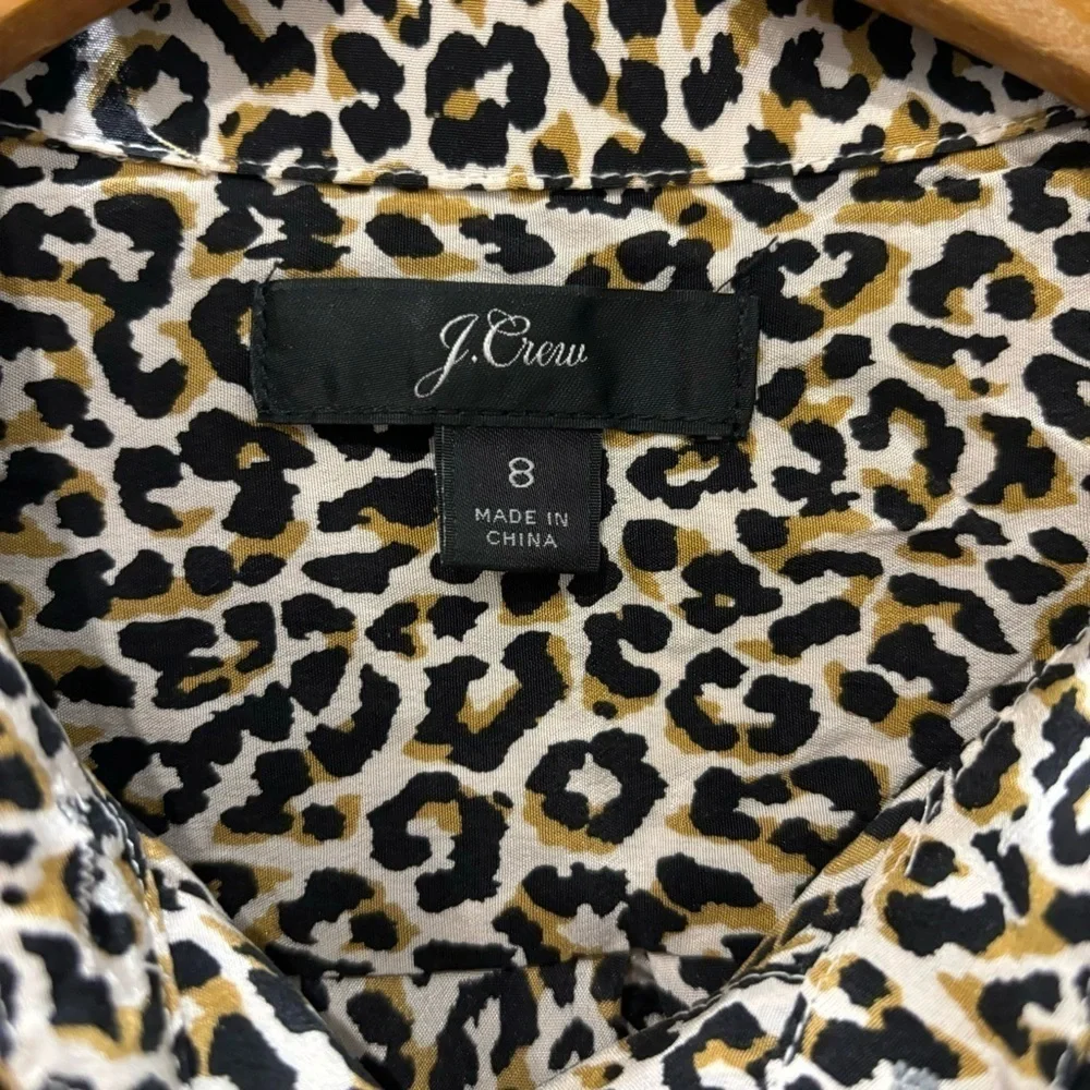 J Crew Size 8 Silk Button Shirt Cheetah Print Top